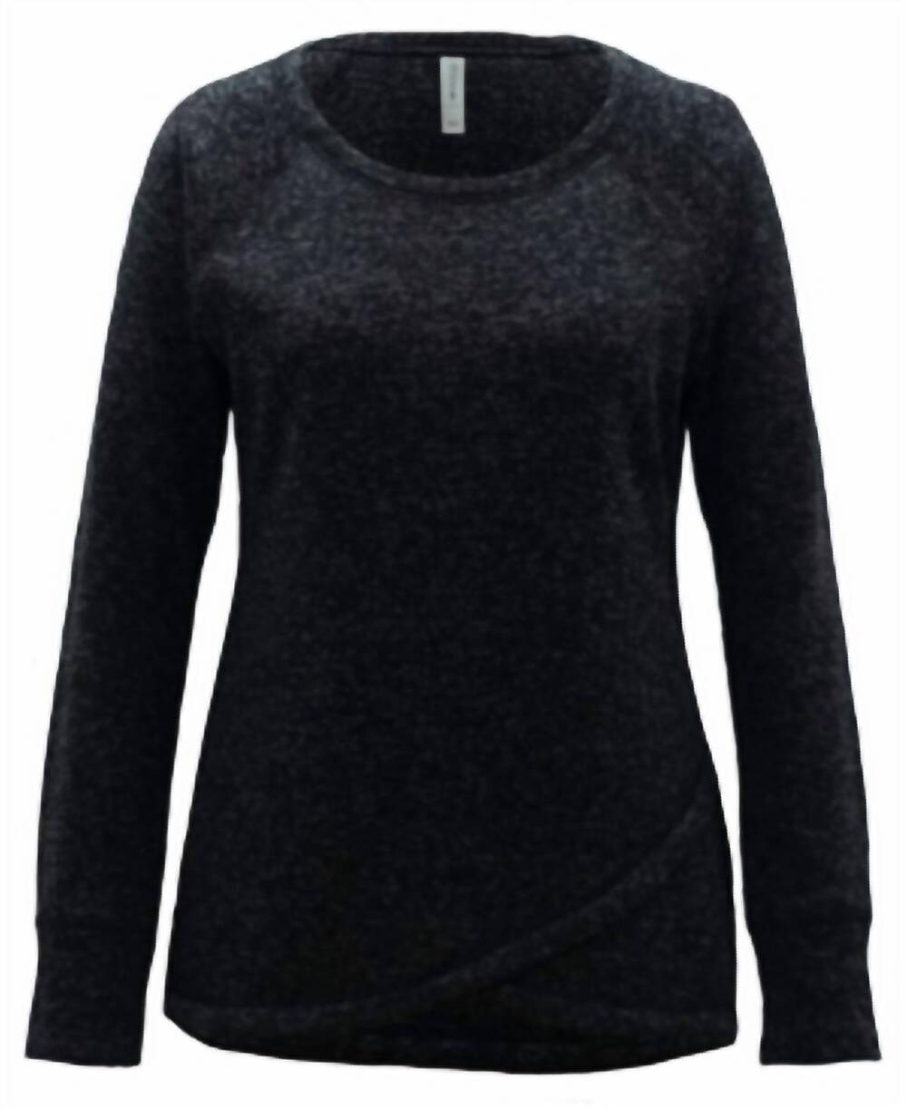NEW IDEOLOGY women's activewear snit crossover hem top in dark gray